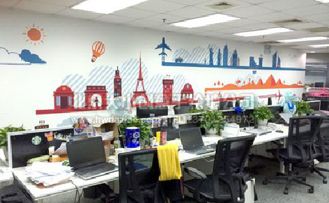 三江教你设计办公室墙绘的方法。